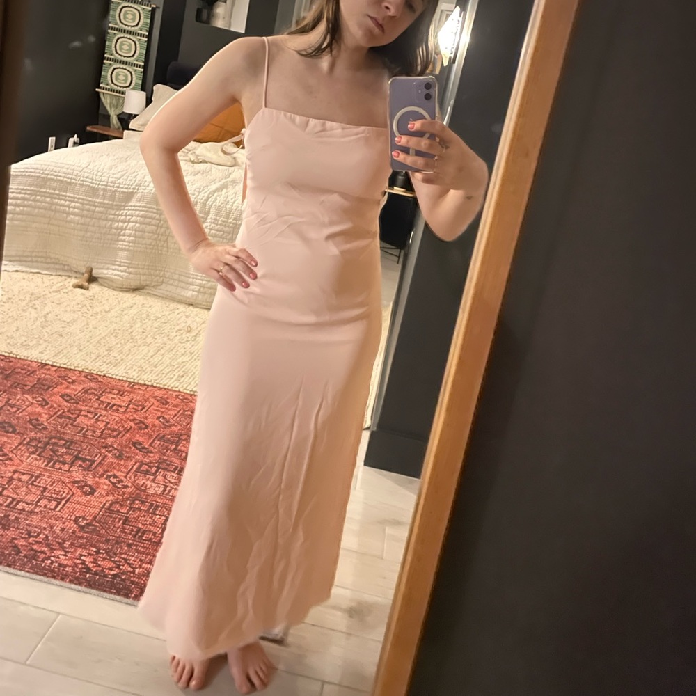 Fame and Partners BRIDESMAID DRESS - Pale Pink, Spaghetti Strap, Ankle / Midi
